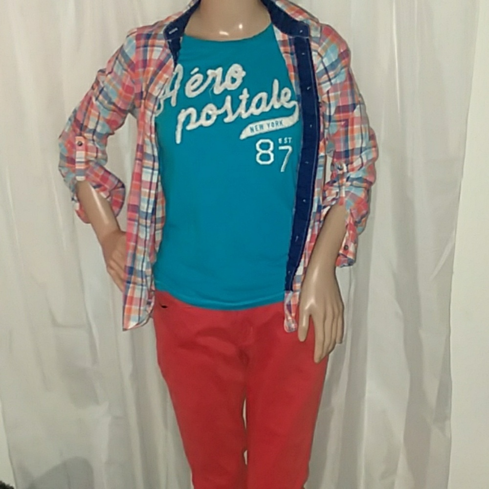 Aero postal 87 shirt,  love notes shirt and orange